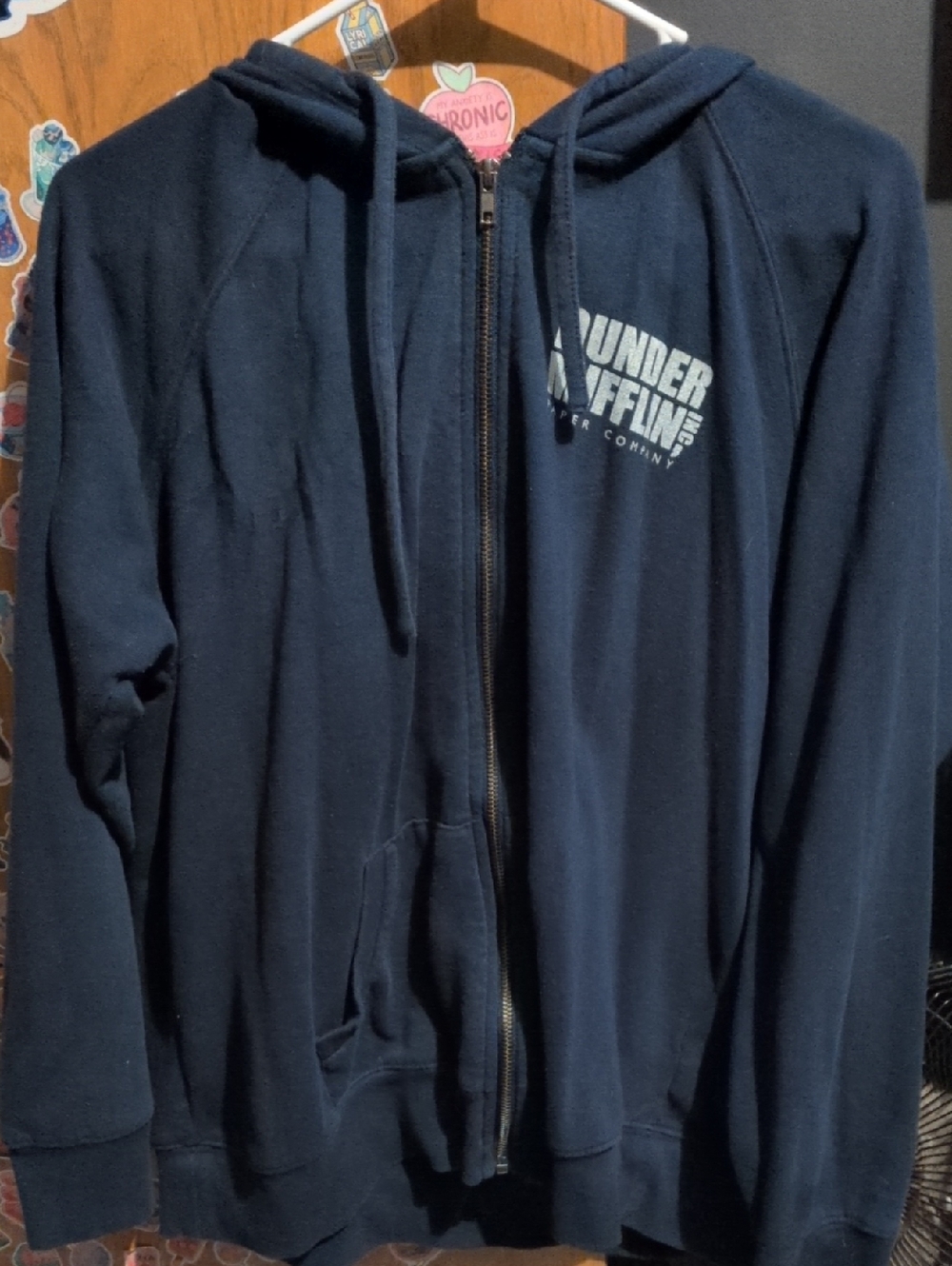 Hot Topic Navy Zip-Up Hoodie with Small Chest Logo